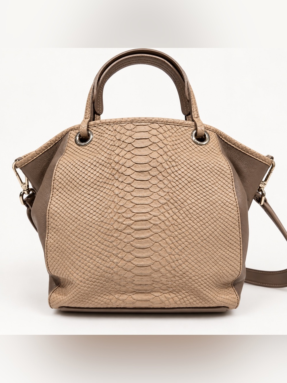 See by Chloé Snake-Embossed Leather Two-Tone Satchel Crossbody